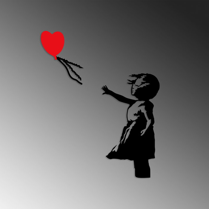 Wallity Banksy - 13 Escultura de pared metálica en Negro y Rojo